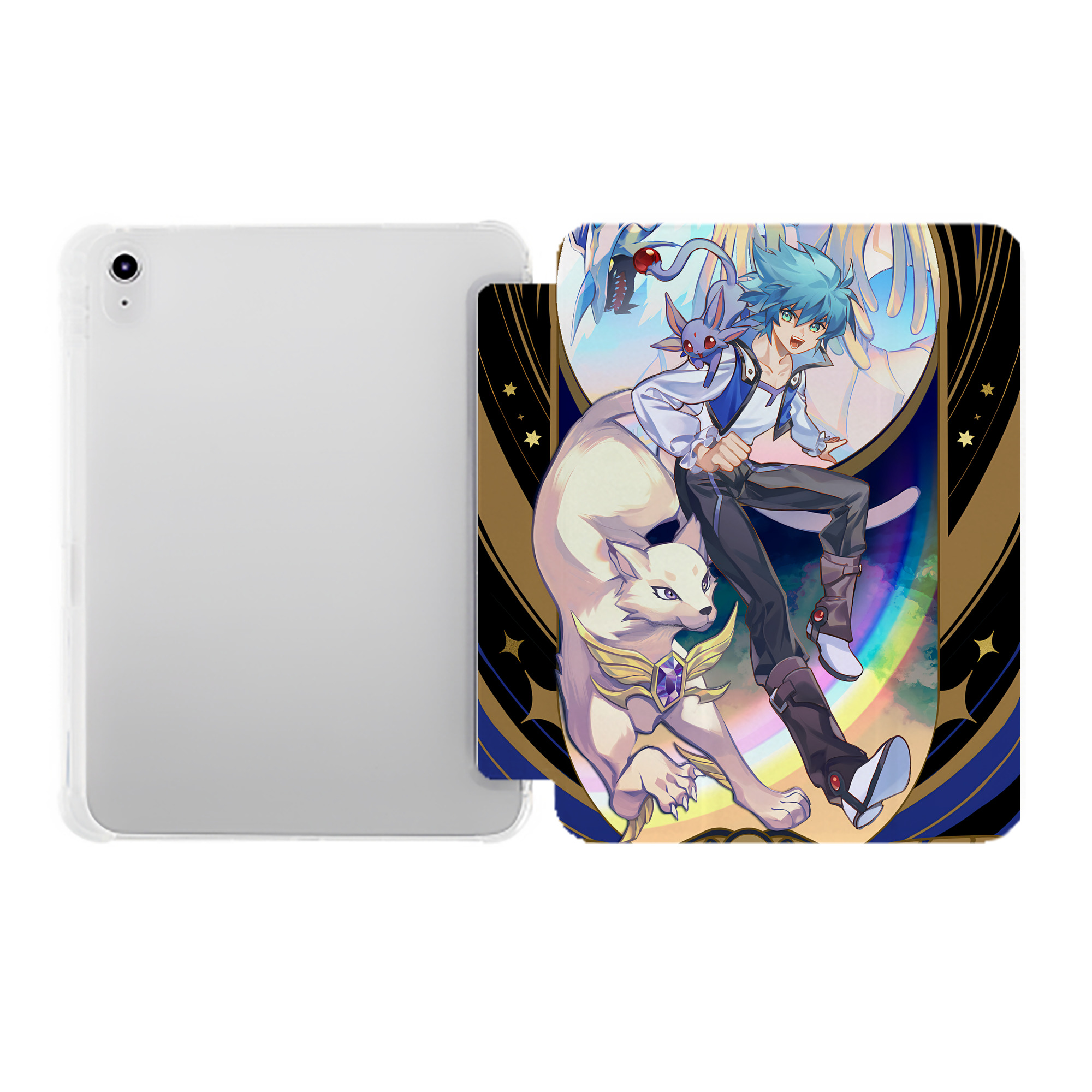 （画像用） 遊☆戯☆王 Yu-Gi-Oh! IPad ケース ペン収納付き 三つ折りスタンド PUレザー×シリコン 対応機種9.5/10.5/10.9インチ